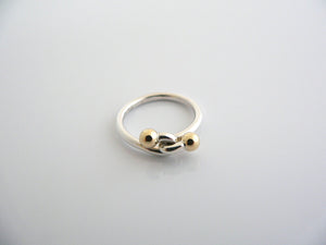 Tiffany & Co Silver 18K Gold Love Knot Infinity Ring Band Sz 5.25 Gift Rare