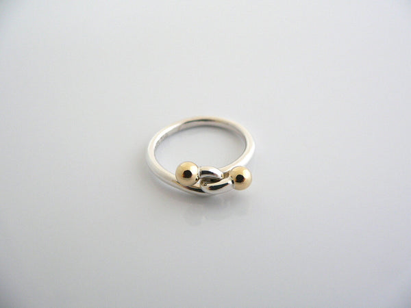 Tiffany & Co Silver 18K Gold Love Knot Infinity Ring Band Sz 5.25 Gift Rare