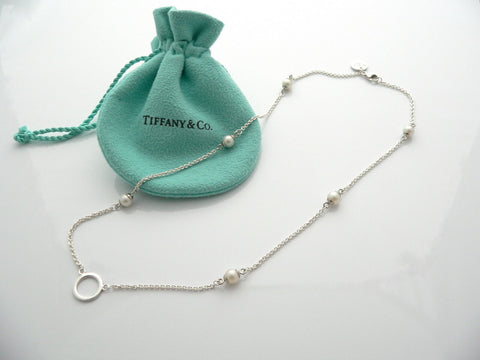 Tiffany & Co Pearls by the Yard Necklace Circle Pendant Chain Silver Gift Love