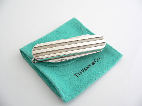 Tiffany & Co Sterling Silver Atlas Stripe Swiss Knife Gift Pouch Love Rare