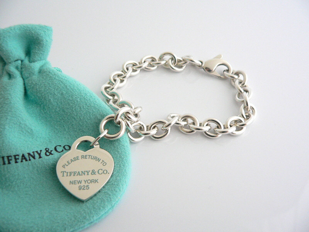 Tiffany Co Return to Silver Blue Enamel Heart Bracelet Bangle
