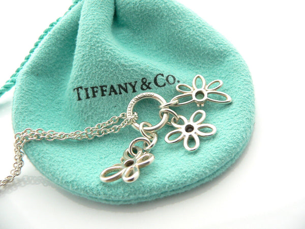 Tiffany & Co Silver Flower Butterfly Dragonfly Necklace Pendant Gemstone Gift