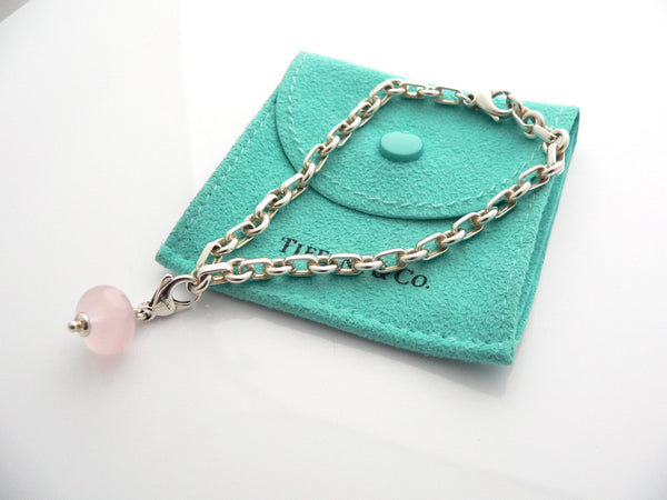 Tiffany & Co Donut Bracelet Pink Quartz Charm Rose Bangle Link Chain Love Gift