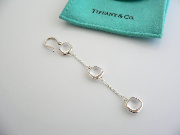 Tiffany & Co Silver Rock Crystal Dangling Dangle Earrings Gift Pouch Picasso